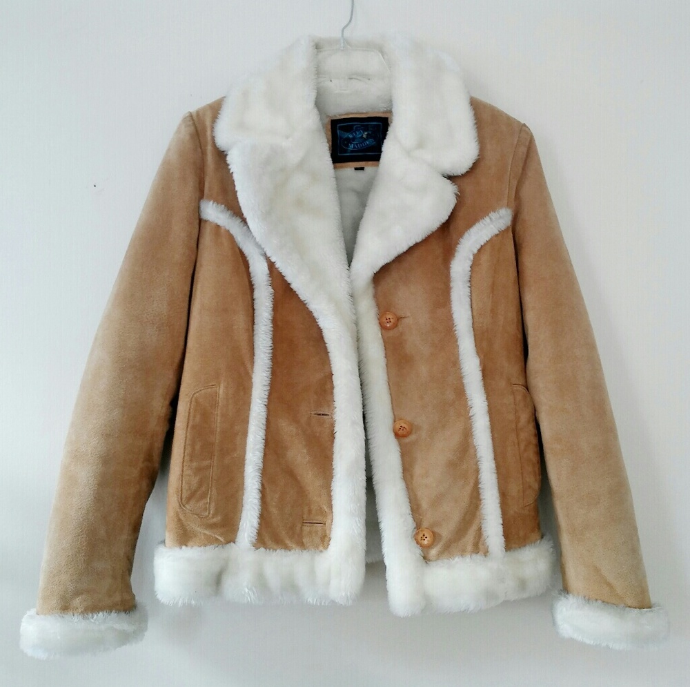 Vintage Suede Faux Shearling Jacket